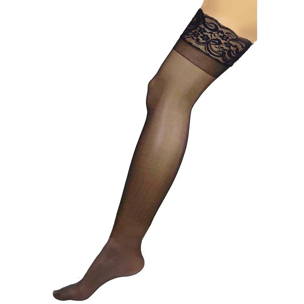 Plus Size 5x 6x Sheer Lace Top Thigh Highs Womens Black Stay Up Stockings